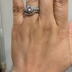 Women’s Silver & Pink Rings - Size 8