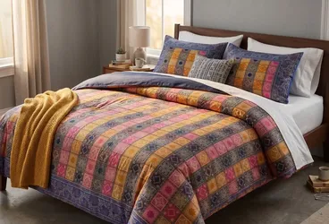 Embroidered queen duvet set