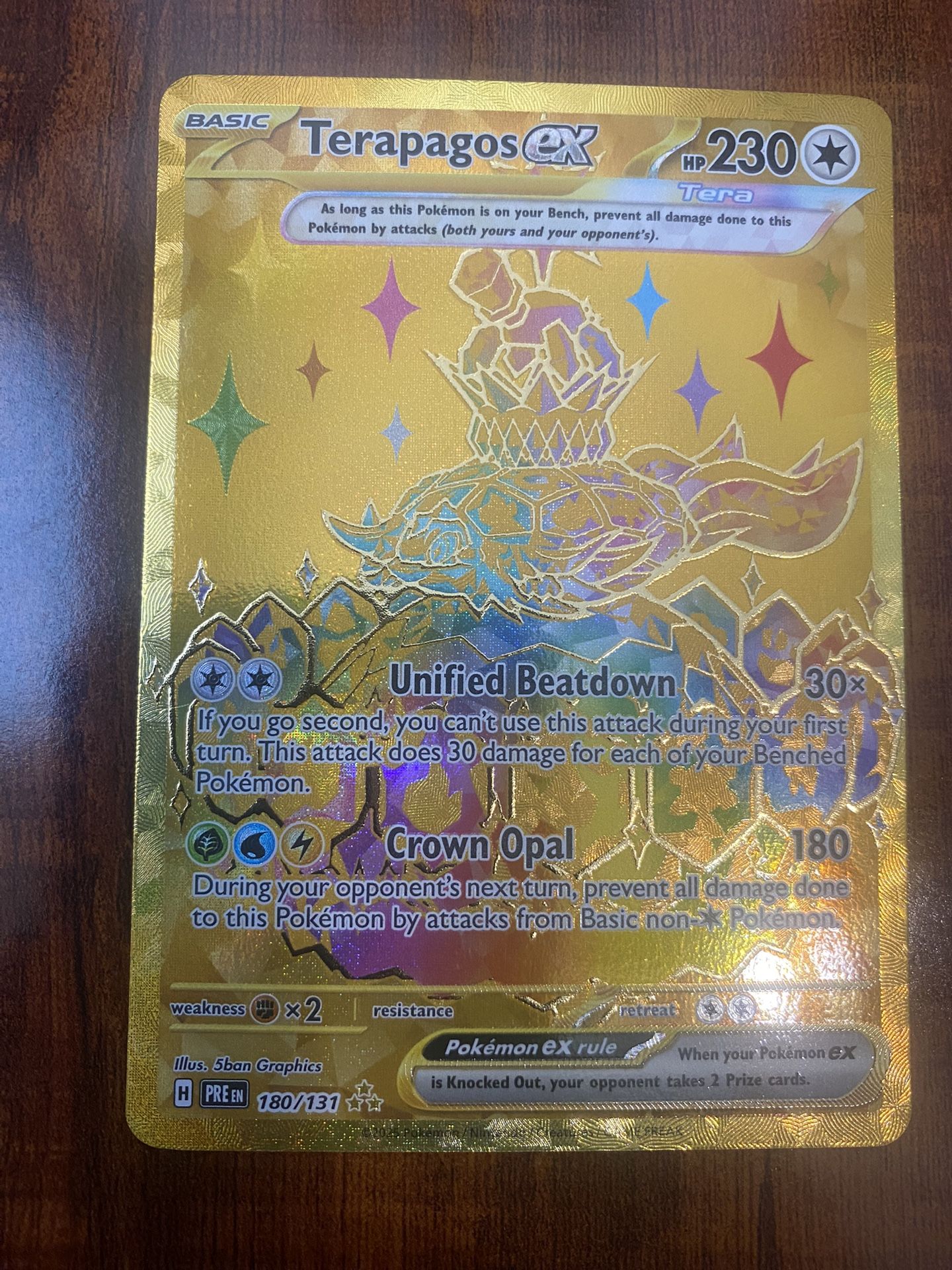 Pokemon Terapagos EX 180/131 Prismatic Evolutions Gold Secret Rare Holo NM/M