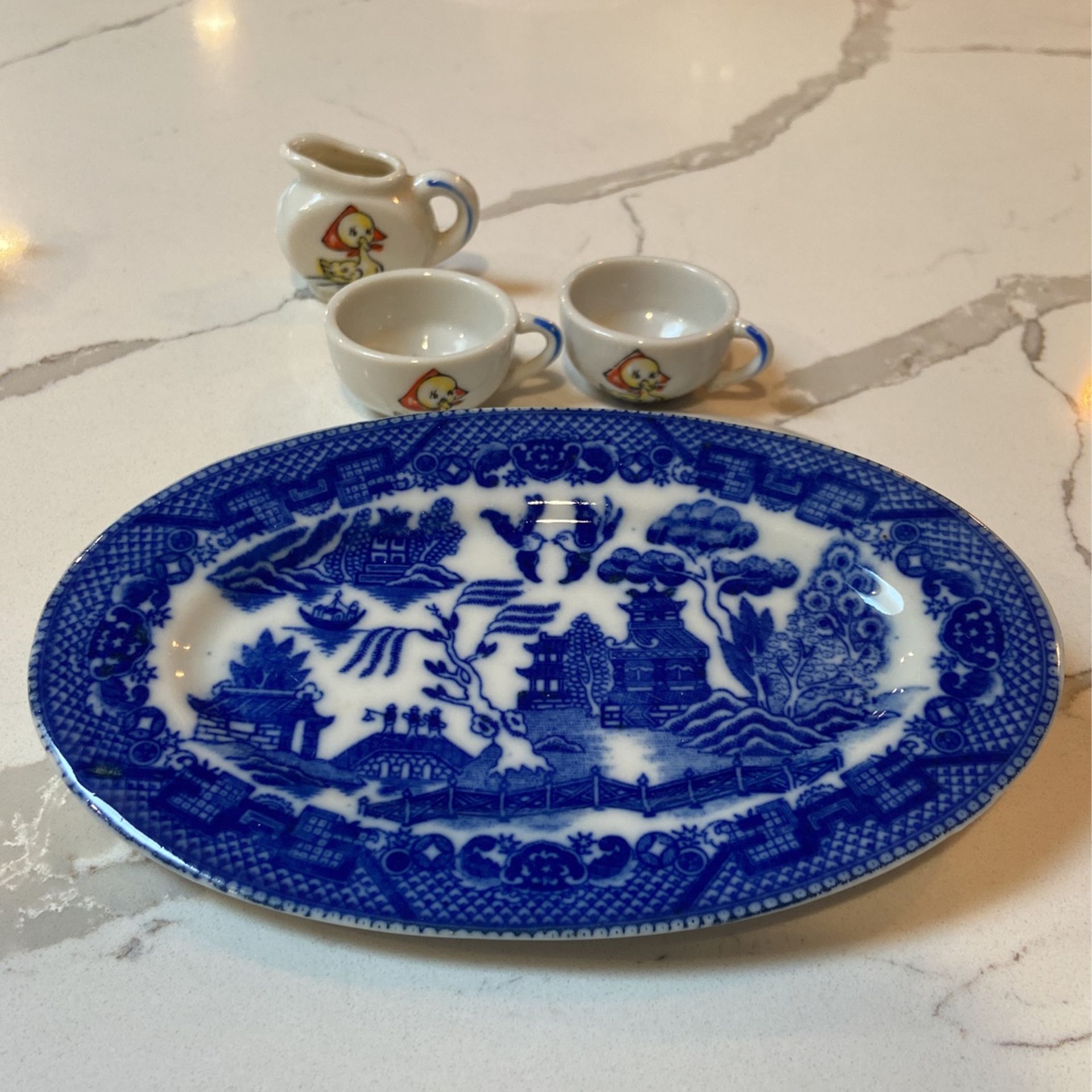 Porcelain doll plates and cups (Lustreware and porcelain) Made in Japan. No chips.