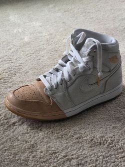Size 7 Nike Air Jordan 1 Retro Premium High Dipped Toe - White W