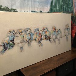Birds On A Wire Painted Canvas