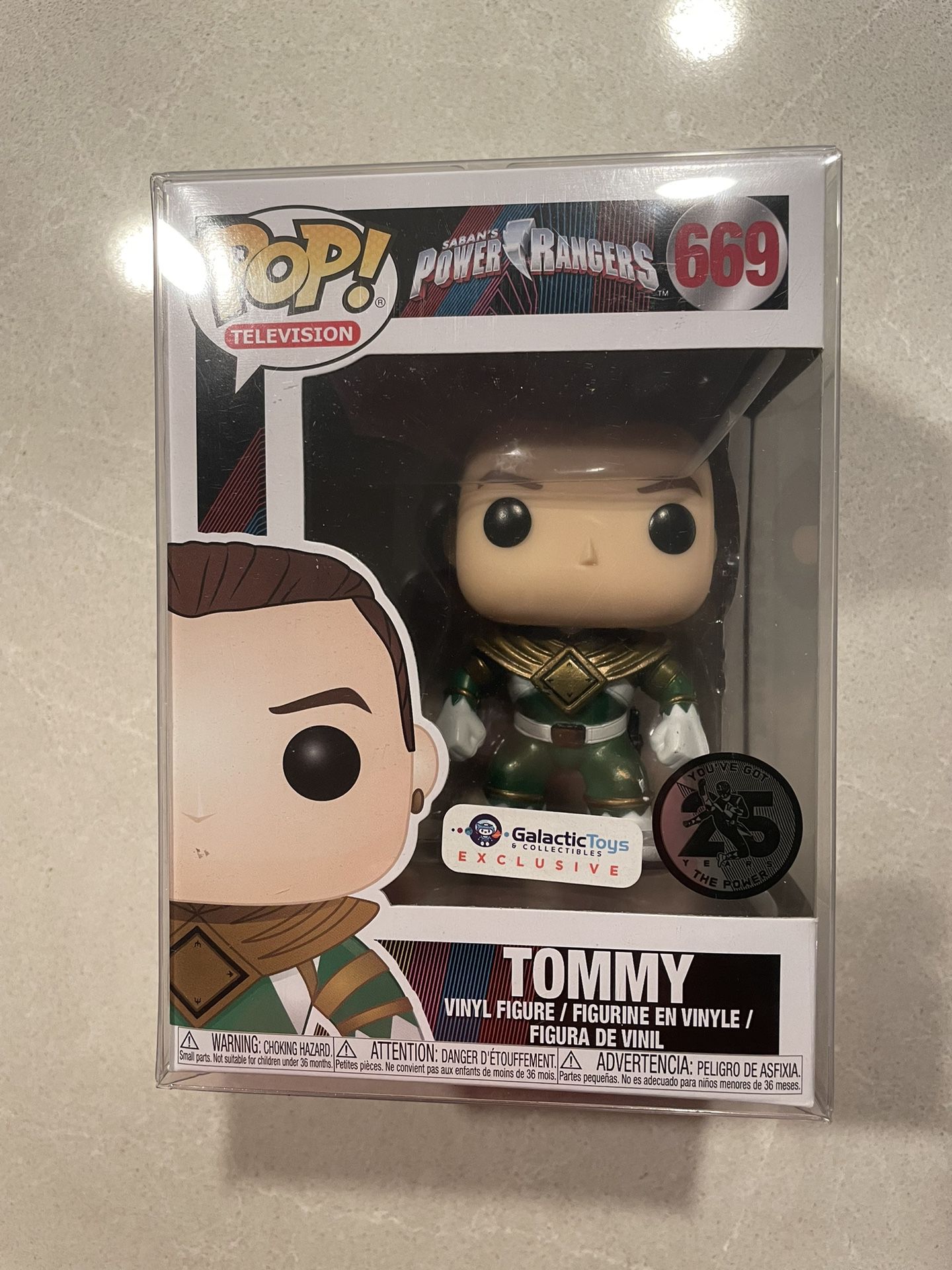 Metallic Green Ranger Tommy Funko Pop *MINT* Galactic Toys Exclusive MMPR Mighty Morphin Power Rangers 669 with protector Unmasked Television