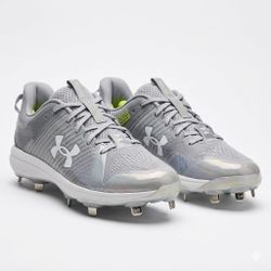 Under Armour Yard Low MT Baseball Cleats Gray White (contact info removed)-101 Men's Size 7