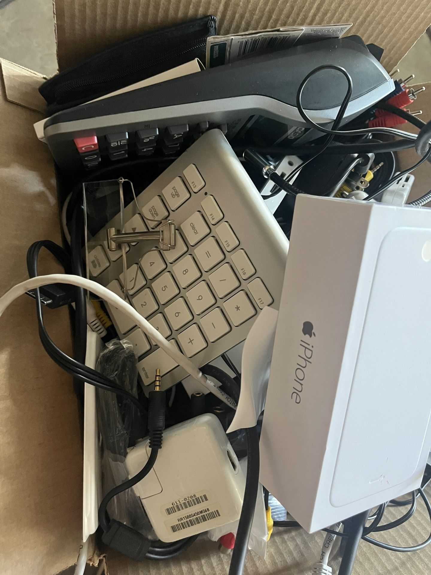 $5 Calculators, Car, Chargers, Headphones RCA, audio, HDMI, iPhone box, Mac keyboard number pad, and More
