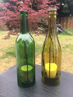 Wine bottle candle holder