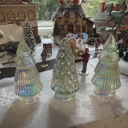 Ashland Table Top Glass Trees -set Of 3