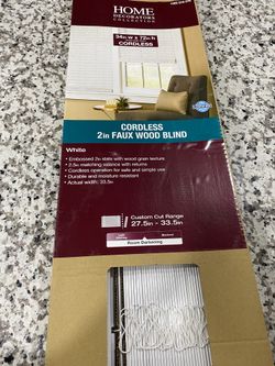 White Cordless Room Darkening 2 in. Faux Wood Blind for Window - 34 in. W x 72 in. L