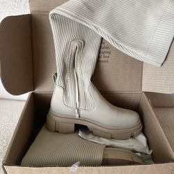 Brand new knee high beige boots