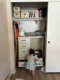 White wood Kids baby clothes dresser storage Montessori