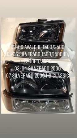 2003 to 2006 Chevrolet Silverado Avalanche smoked headlights Luces Mica Calavera Faro Ahumados