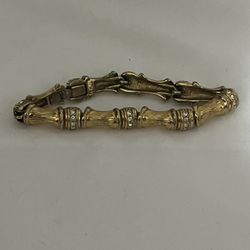 Vintage Kenneth Jay Lane gold-toned bamboo-style bracelet With rhinestones