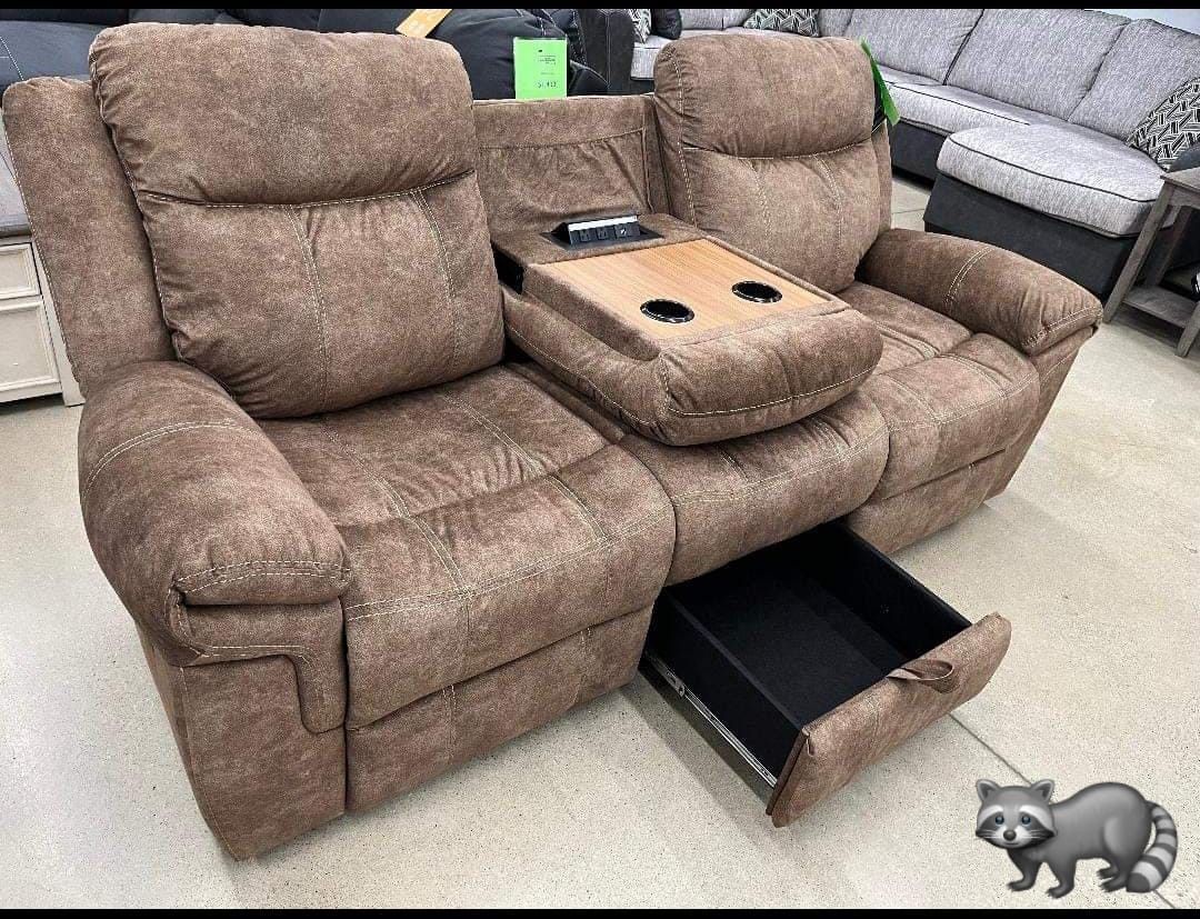 ASHLEY Huddle Nutmeg Reclining Sofa W/Drop Down Table,All Products : American Fashion Style Bags On Sale