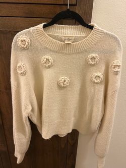 Jessica Simpson Floral Knit Crop Sweater