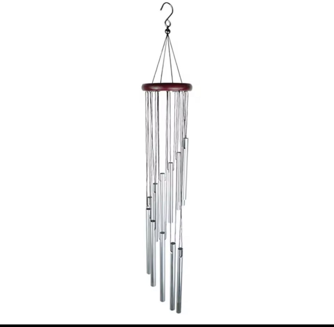 1piece 12 Tubes Aluminum Alloy Wind Chimes with Hook Gold/silver Bells for Outside Home Wedding Party Memorial Decoration Gifts
