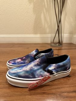 Vans Blue Black Galaxy Classic Slip On Sneakers Women’s Size 8.5 (men’s 7)