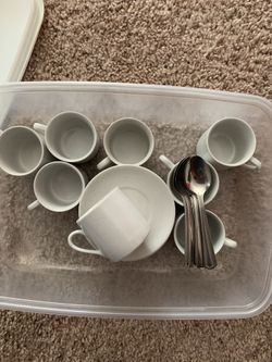 Espresso Cups & Saucers w/Capco Spoons