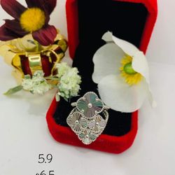 18k Real White Gold Ring 8"To 8.5"