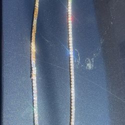 22" Gold Plated Diamond Tennis Chain 