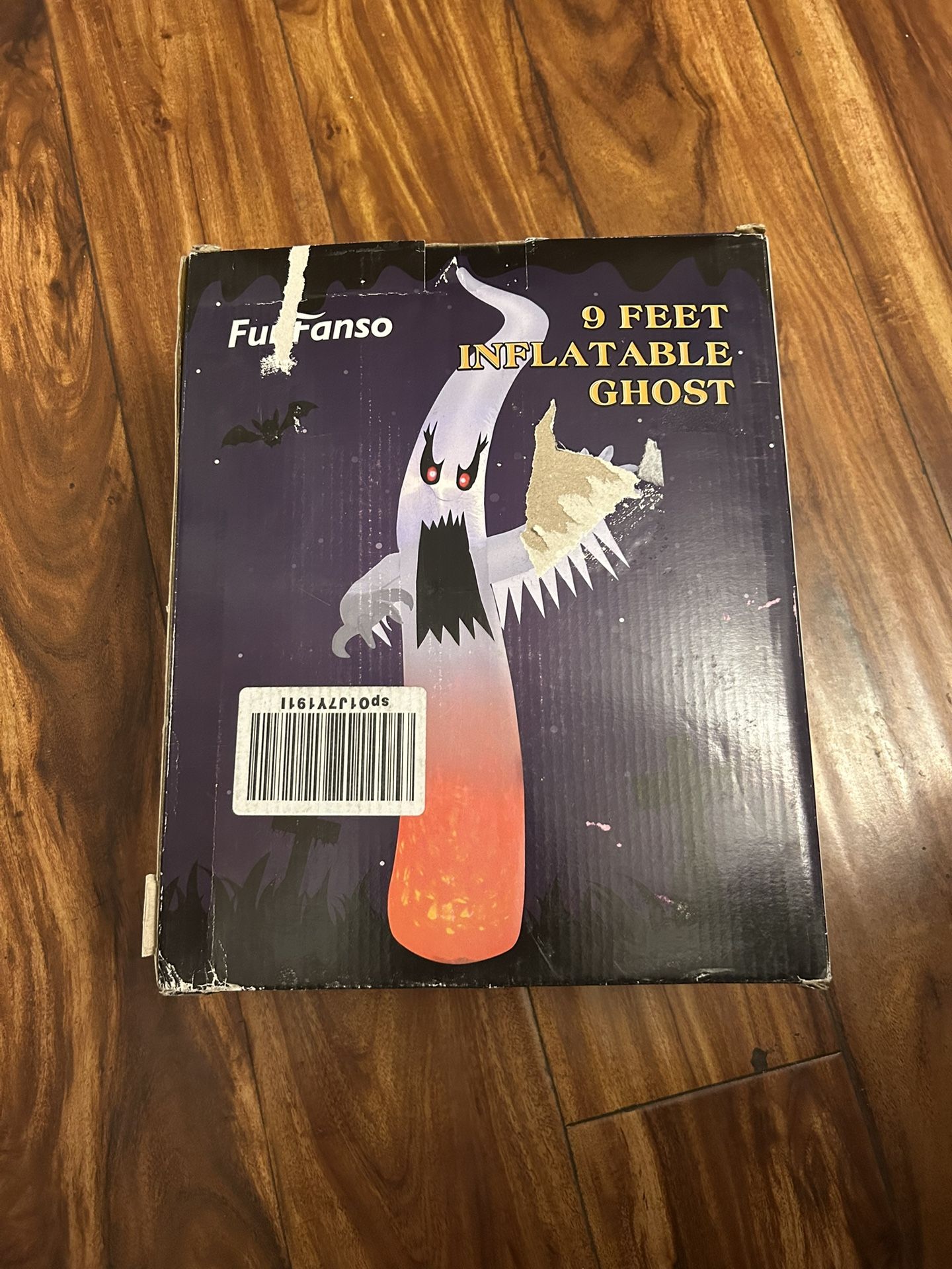 9 Feet Halloween Inflatable Ghost with Rotatable Flame LED Lights