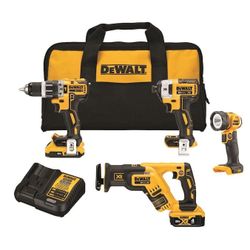 DEWALT XR 4-Tool 20-Volt Max Brushless Power Tool Combo Kit (2-Batteries and charger Included) - BRAND NEW