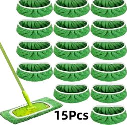 15Pcs Snug Elastic-Fit Secure Mop Pads Perfect Suitable for Swiffer Sweeper