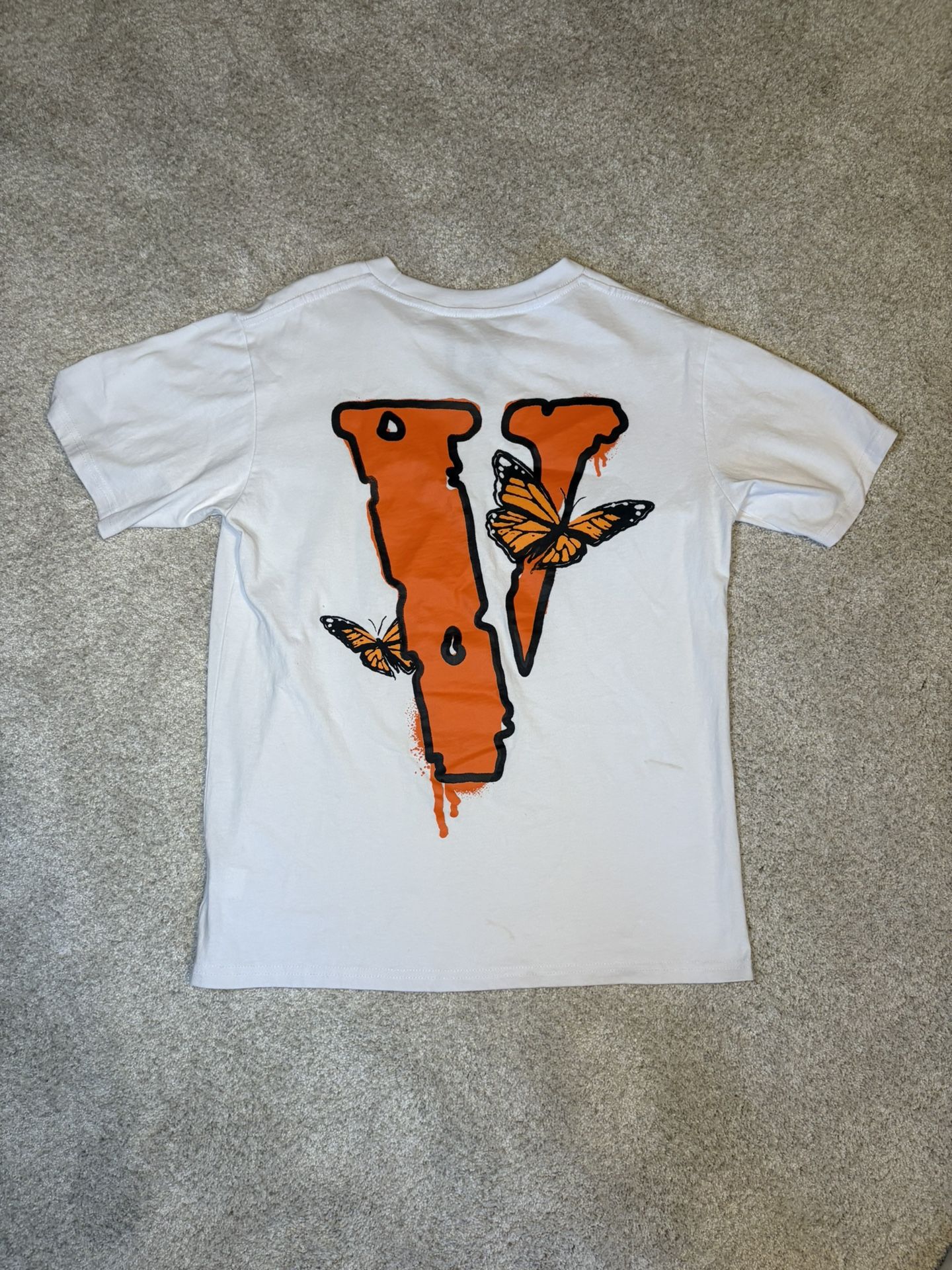 Juice Wrld x Vlone white and orange butterfly t-shirt - Size Medium