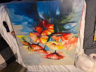 Abstract Floral Oil Painting on Canvas