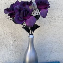 Halloween Purple Roses In A Silver Bottle 