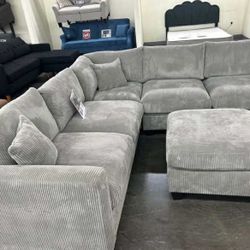 New 99x99 Corduroy Sectional Couch / Free Delivery 