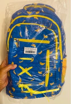 New Quilted Banana Pattern Backpack & Lunch Bag Set – Blue & Yellow