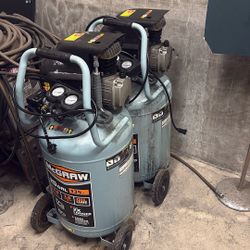 Two McGraw 20 Gallon Compressors One Runs And Don’t Make Air The Other Motor Keeps Shutting Off Intermittently. Put Them Together And Make One Good On