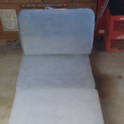 Grey Armless Chair With Matching Ottoman