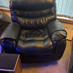 Black Real Leather Rocker Chair