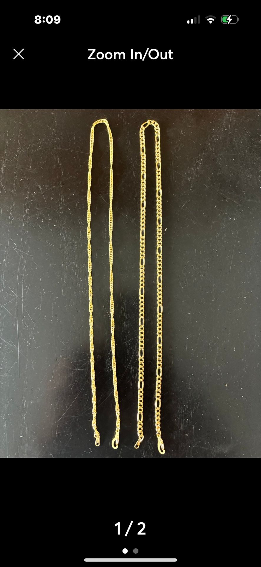 2 - 20" 14K Gold Plated Necklaces