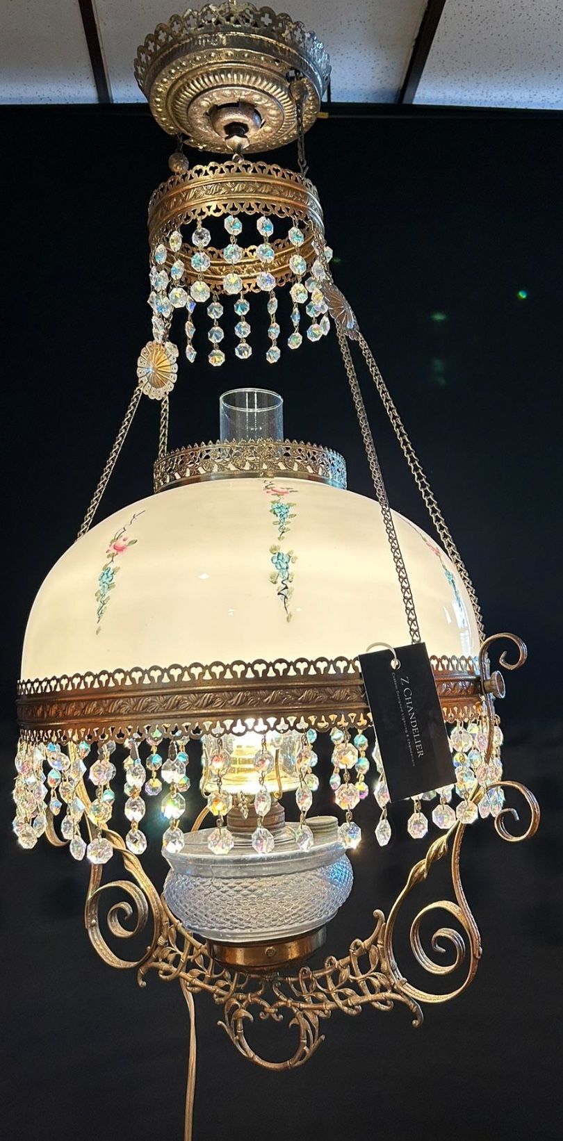 Victorian Electrified Hanging Lamp