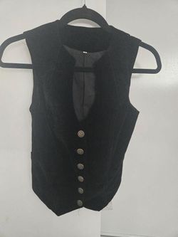 Black Tailored Vest Top XS – Chic Button Front