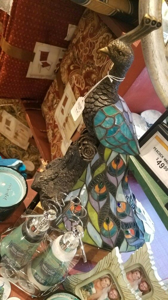 Brand New Stained Glass Peacock Lamp from Cracker Barrel