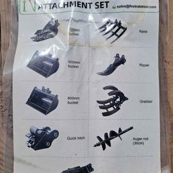 Mini Excavator Attachment Set