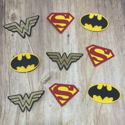 Wonder Woman Batman Superman Cupcake Toppers