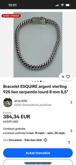 Hand Made 925 Esquire Bracelet Lien SerpentÃn
