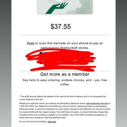 starbucks 35$ e gift card