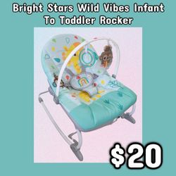 NEW Bright Stars Wild Vibes Infant To Toddler Rocker: njft 