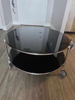 Vintage IKEA STRIND Coffee Table | Black Glass | Chrome