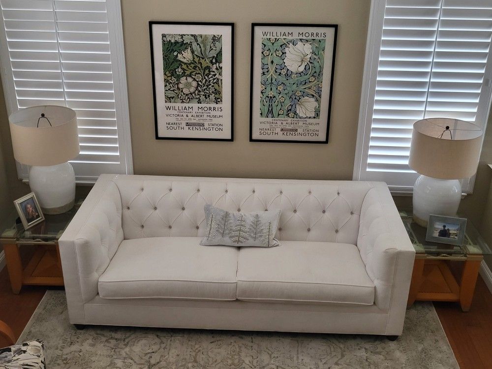 Pottery Barn White Tufted Sofa