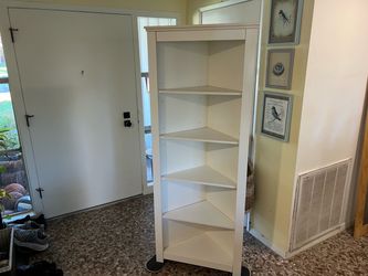 White corner book case
