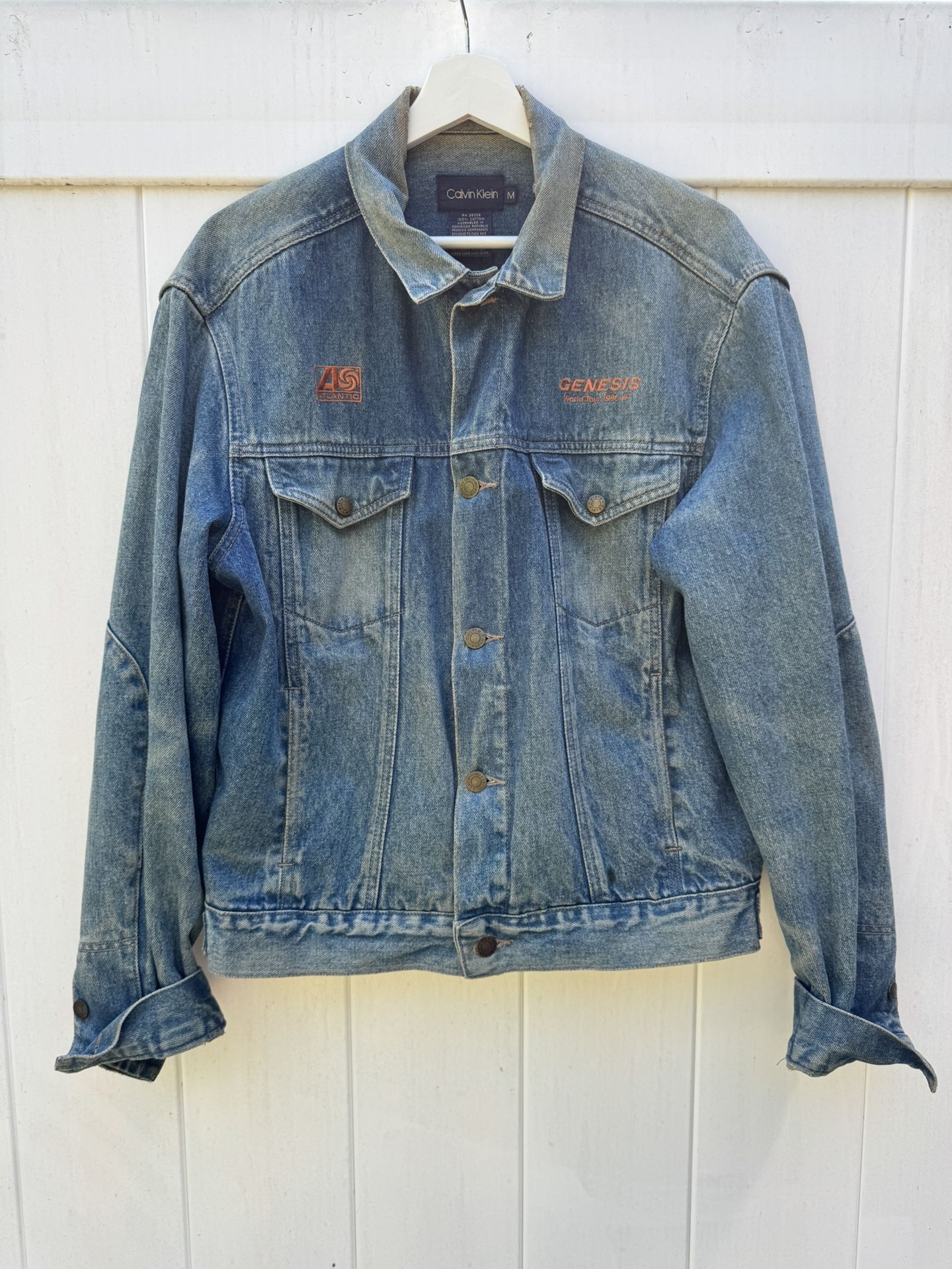 VINTAGE Genesis World Tour 1986-87 Calvin Klein Denim Crew Jacket Embroider Y2k