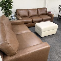 Furniture- Genuine Top Grain Leather Sofa- Radley 