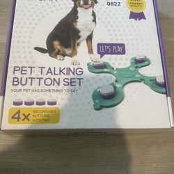Petopix 4 Button Pet Talking Button Set Blue NIB