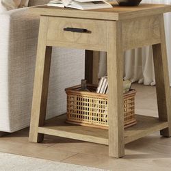 Wooden Side table 2 tear with one drawer